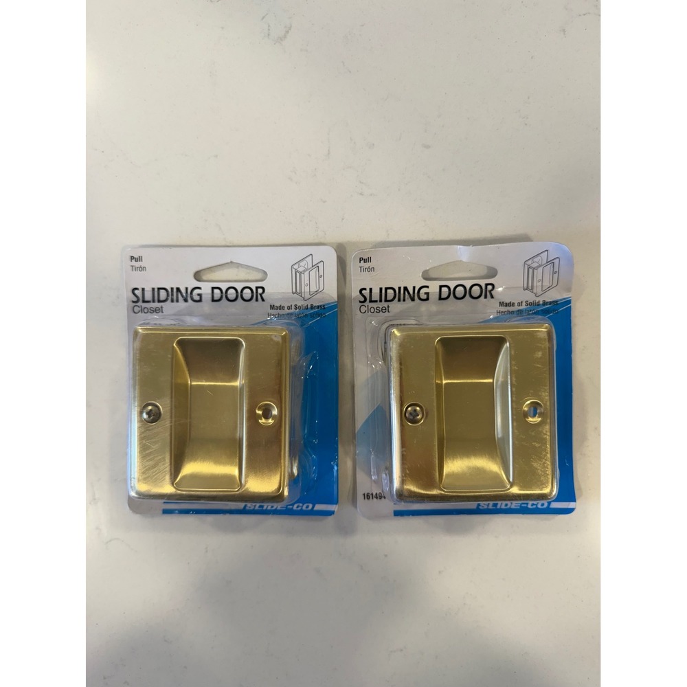 Slide-Co 161494 Solid Brass Sliding Closet Door Pulls Polished Gold Lot of 2